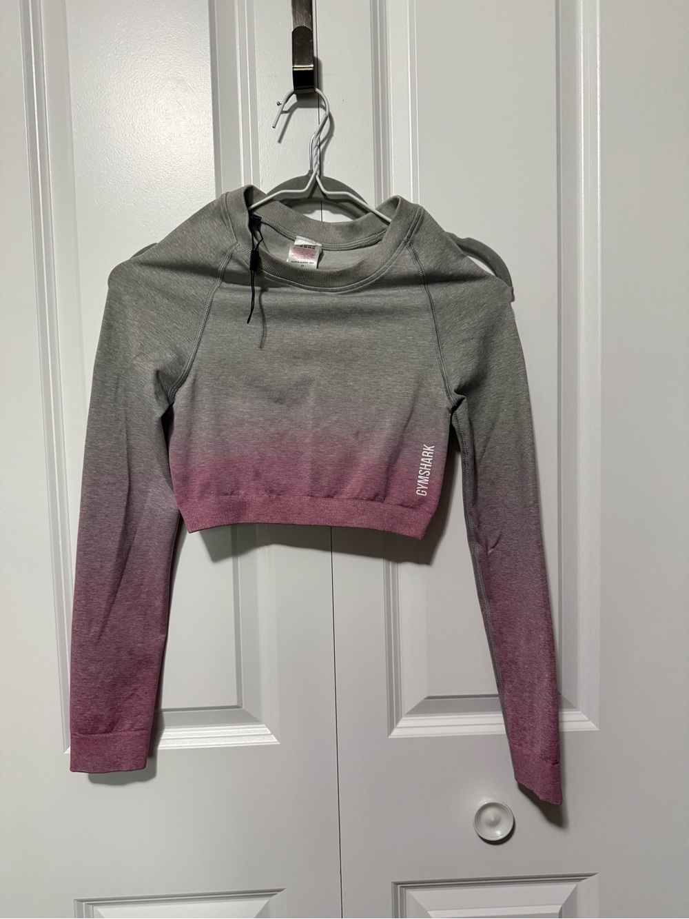 Gymshark Ombre Crop Long Sleeve Top - Pink/Gray - Small NWOT